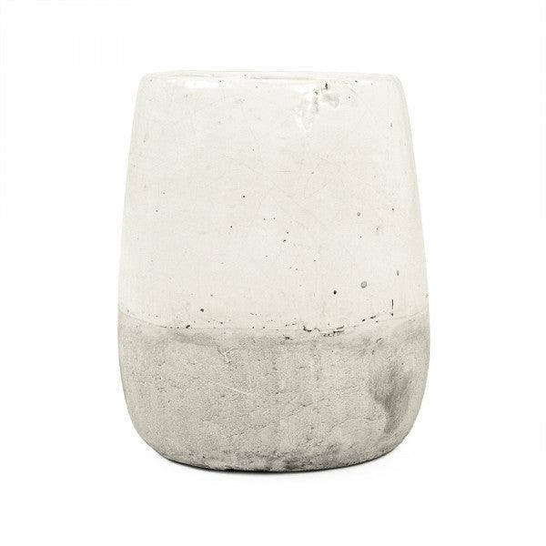 Distressed White and Grey Vase (9344M A25A) 7.25 Inch FredCo