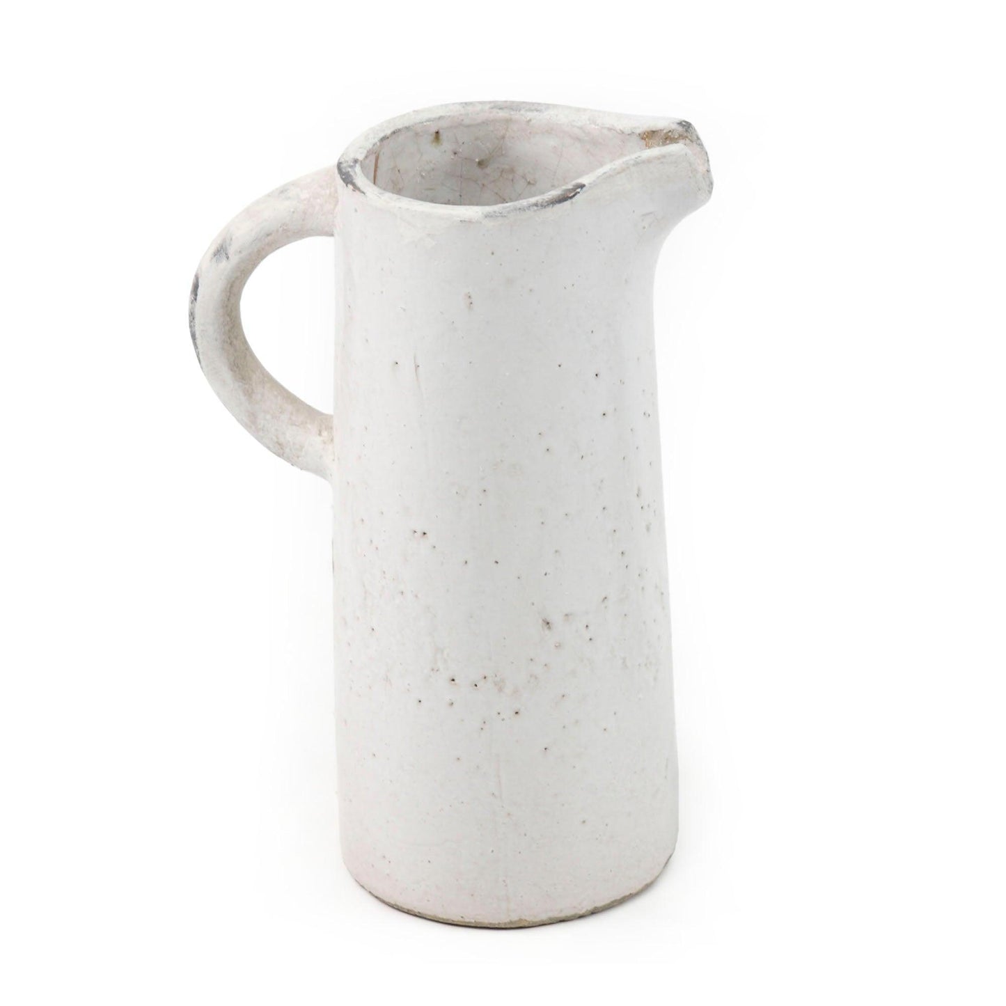 Distressed White Ceramic Pitcher (5311M) FredCo