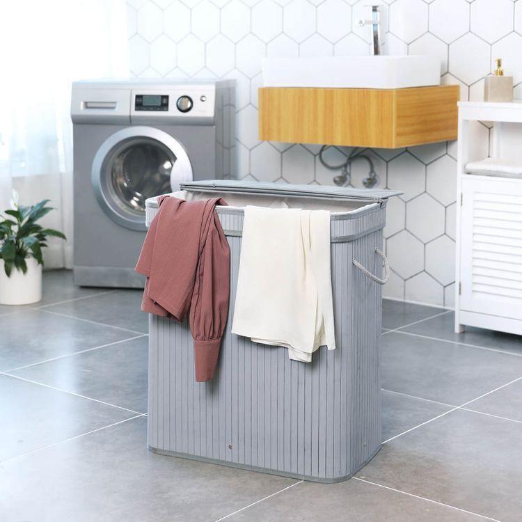 Divided Bamboo Laundry Basket FredCo
