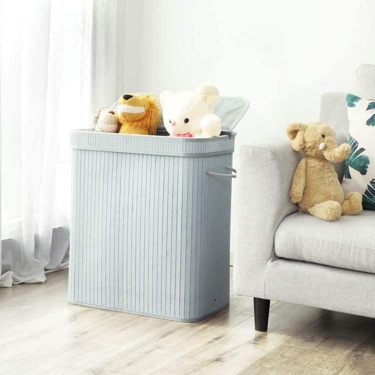 Divided Bamboo Laundry Basket FredCo