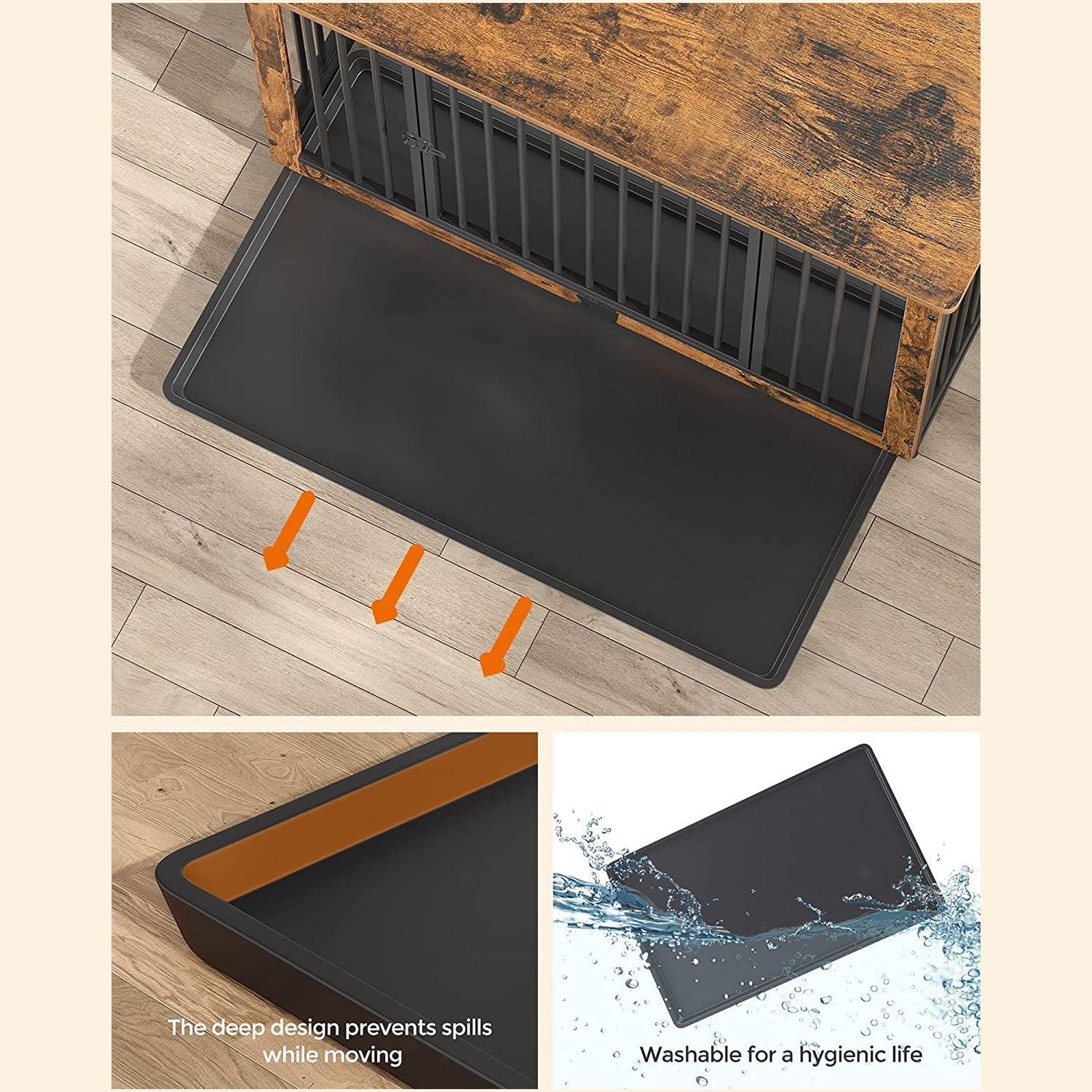Dog Crate Furniture with 2 Doors, 70lb Rustic Brown FredCo