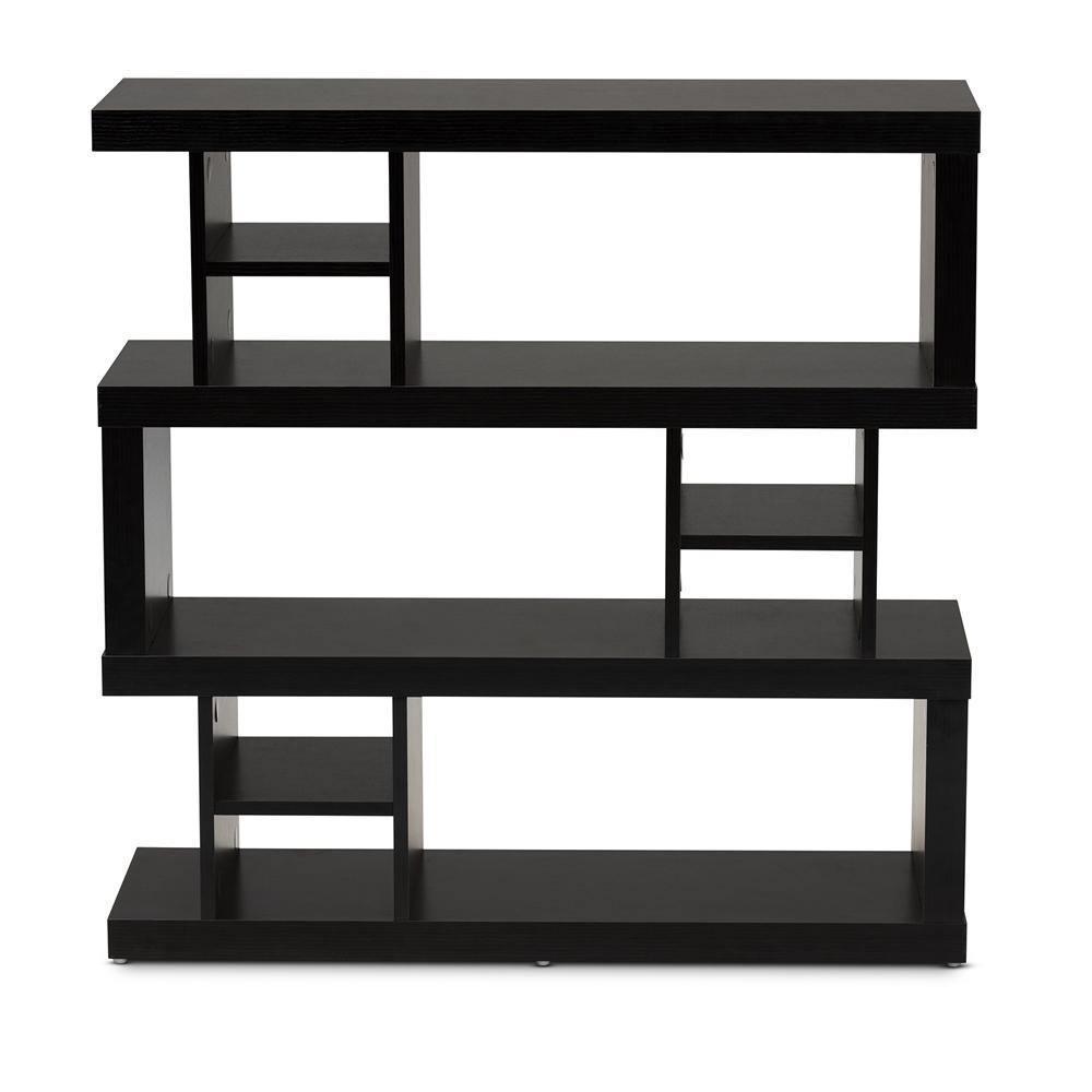 Dora Modern and Contemporary Dark Brown Finished Wood 3-Tier Geometric Bookshelf FredCo