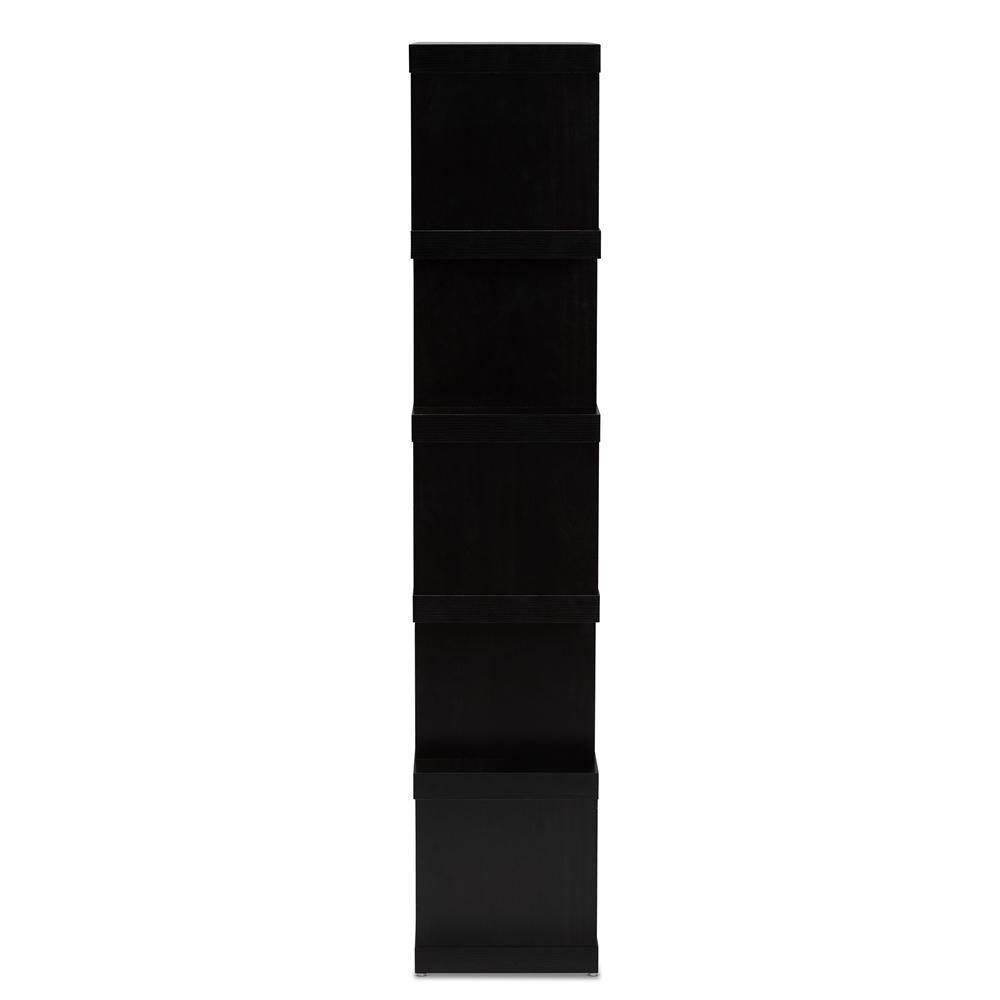 Dora Modern and Contemporary Dark Brown Finished Wood 5-Tier Geometric Bookshelf FredCo