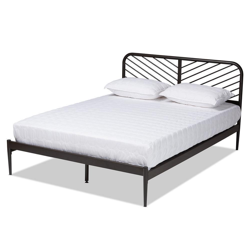 Dora Modern and Contemporary Industrial Black Finished Metal Queen Size Platform Bed FredCo