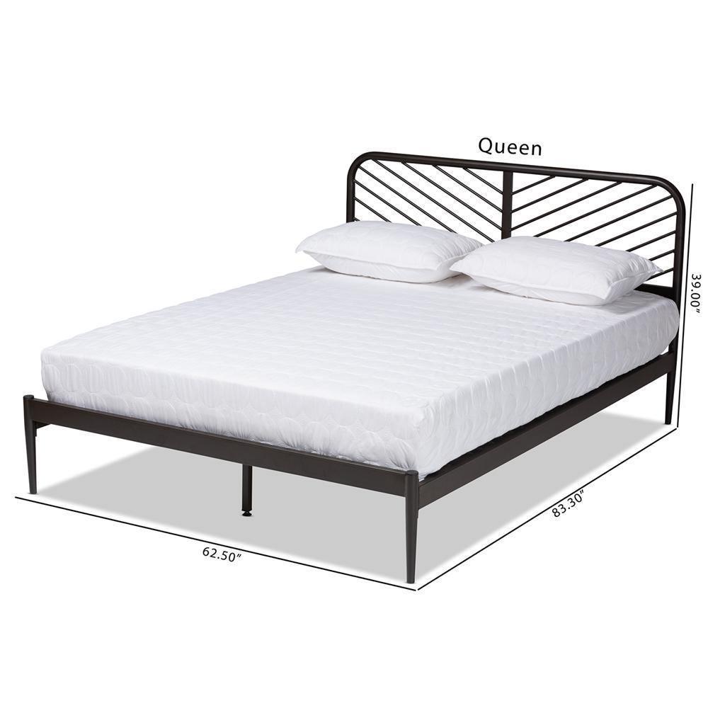 Dora Modern and Contemporary Industrial Black Finished Metal Queen Size Platform Bed FredCo