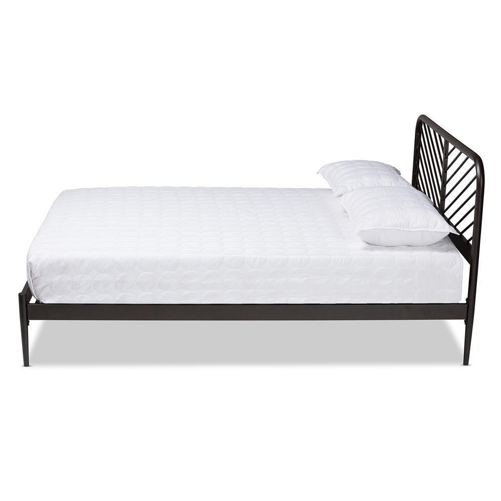 Dora Modern and Contemporary Industrial Black Finished Metal Queen Size Platform Bed FredCo