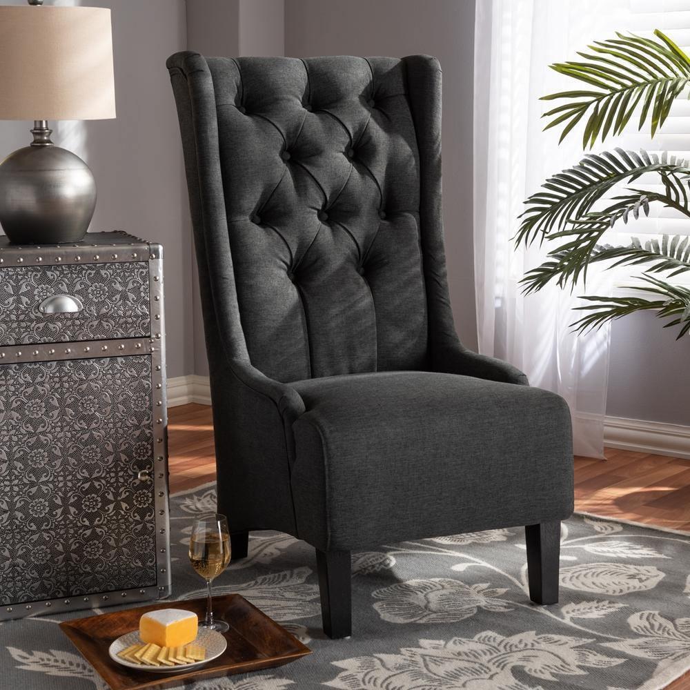 Dorais Transitional Gray Fabric Upholstered Accent Chair FredCo