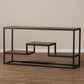 Doreen Rustic Industrial Style Antique Black Textured Finished Metal Distressed Wood Console Table FredCo