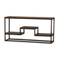 Doreen Rustic Industrial Style Antique Black Textured Finished Metal Distressed Wood Console Table FredCo
