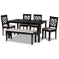 Dori Modern and Contemporary Grey Fabric Upholstered and Dark Brown Finished Wood 6-Piece Dining Set FredCo