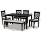 Dori Modern and Contemporary Grey Fabric Upholstered and Dark Brown Finished Wood 6-Piece Dining Set FredCo