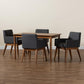 Dorina Mid-Century Modern Dark Grey Fabric Upholstered and Walnut Brown Finished Wood 5-Piece Dining Set FredCo