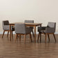 Dorina Mid-Century Modern Gravel Fabric Upholstered and Walnut Brown Finished Wood 5-Piece Dining Set FredCo