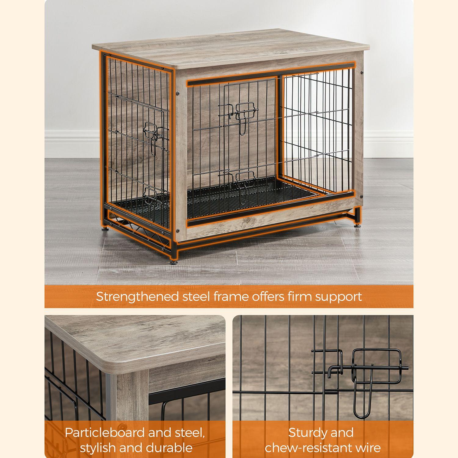 Double-Door Dog Crate, 45lb Greige FredCo
