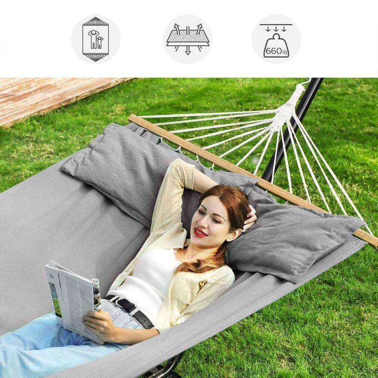 Double Hammock with 2 Pillows Gray FredCo