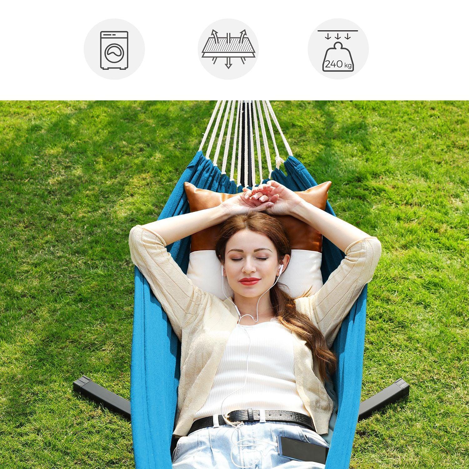 Double Hammock with Stand Turquoise FredCo