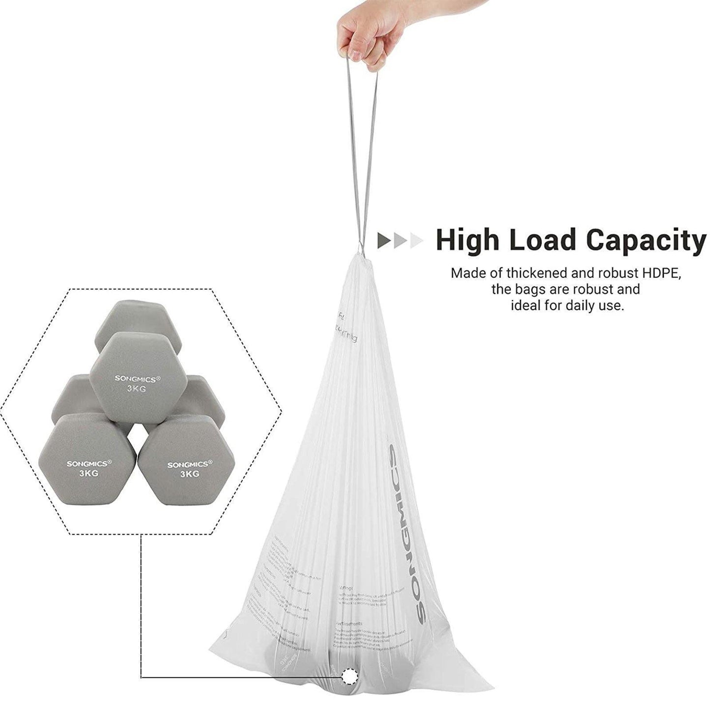 Drawstring Trash Bags White FredCo