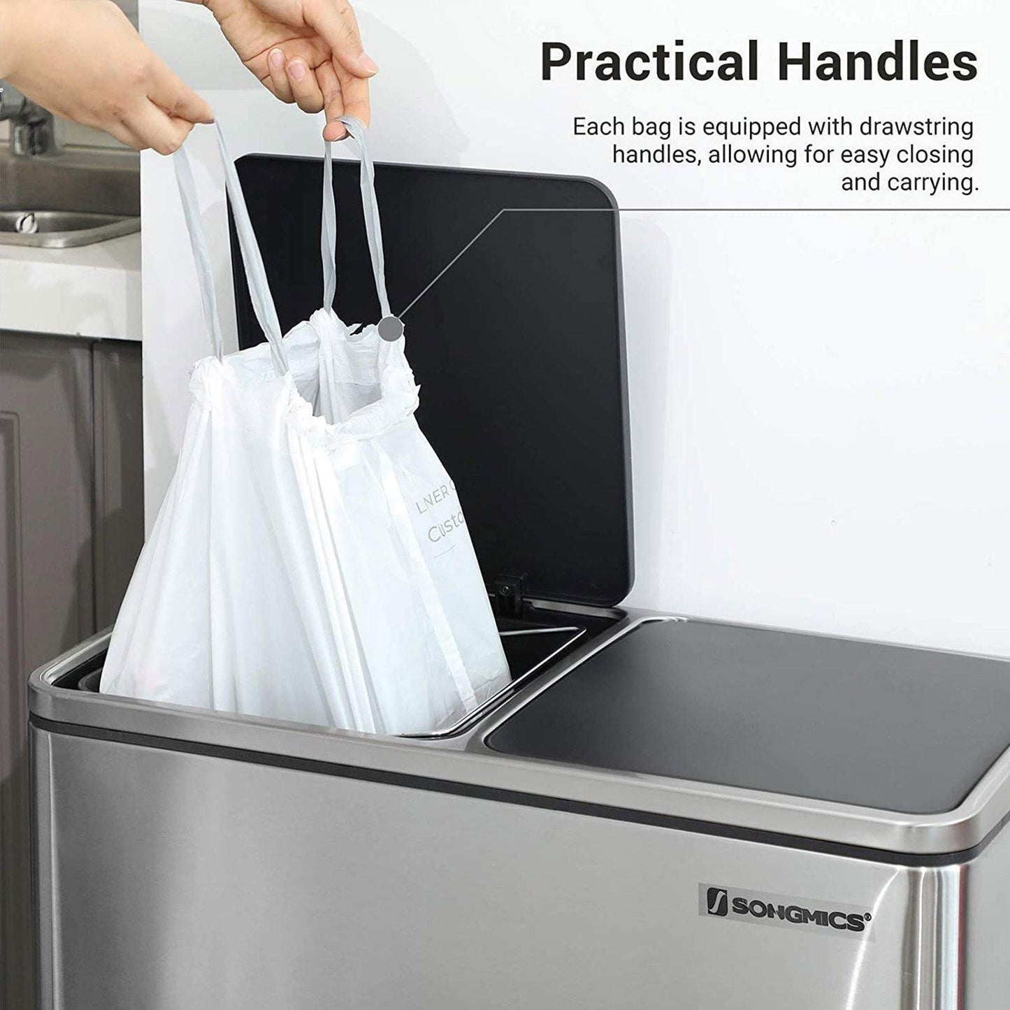 Drawstring Trash Bags White FredCo