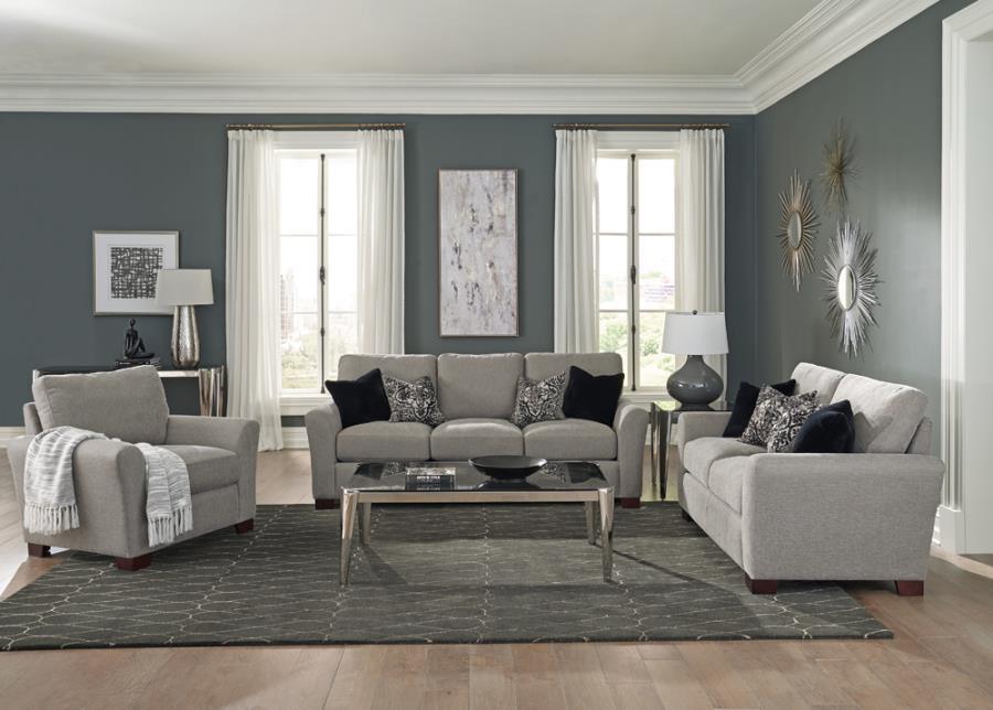 Drayton 2-piece Flared Arm Upholstered Living Room Set Warm Grey 509721-S2 Coaster FredCo
