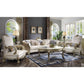 Dresden II Sofa (w/7 Pillows) Pearl PU & Gold Patina FredCo