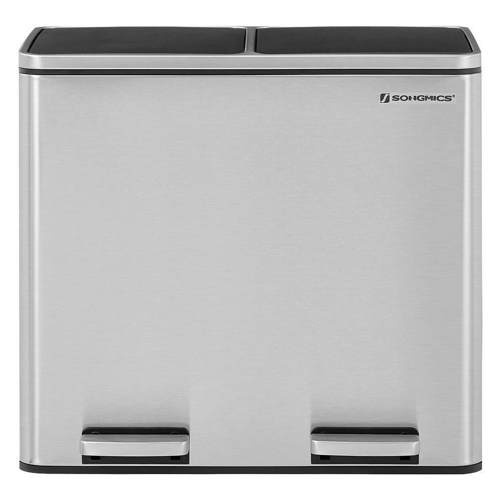 Dual Trash Can Silver, 12.7 Gallon (2 x 24L) FredCo