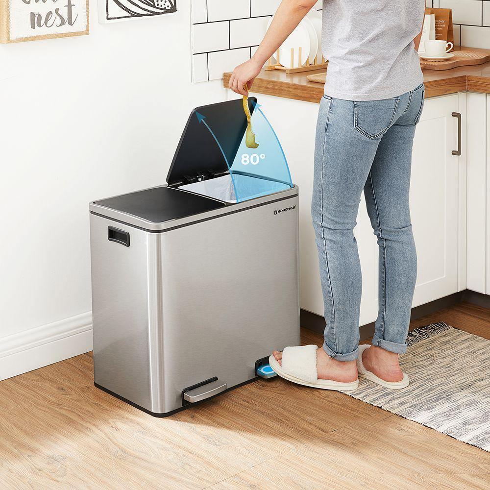 Dual Trash Can Silver, 12.7 Gallon (2 x 24L) FredCo