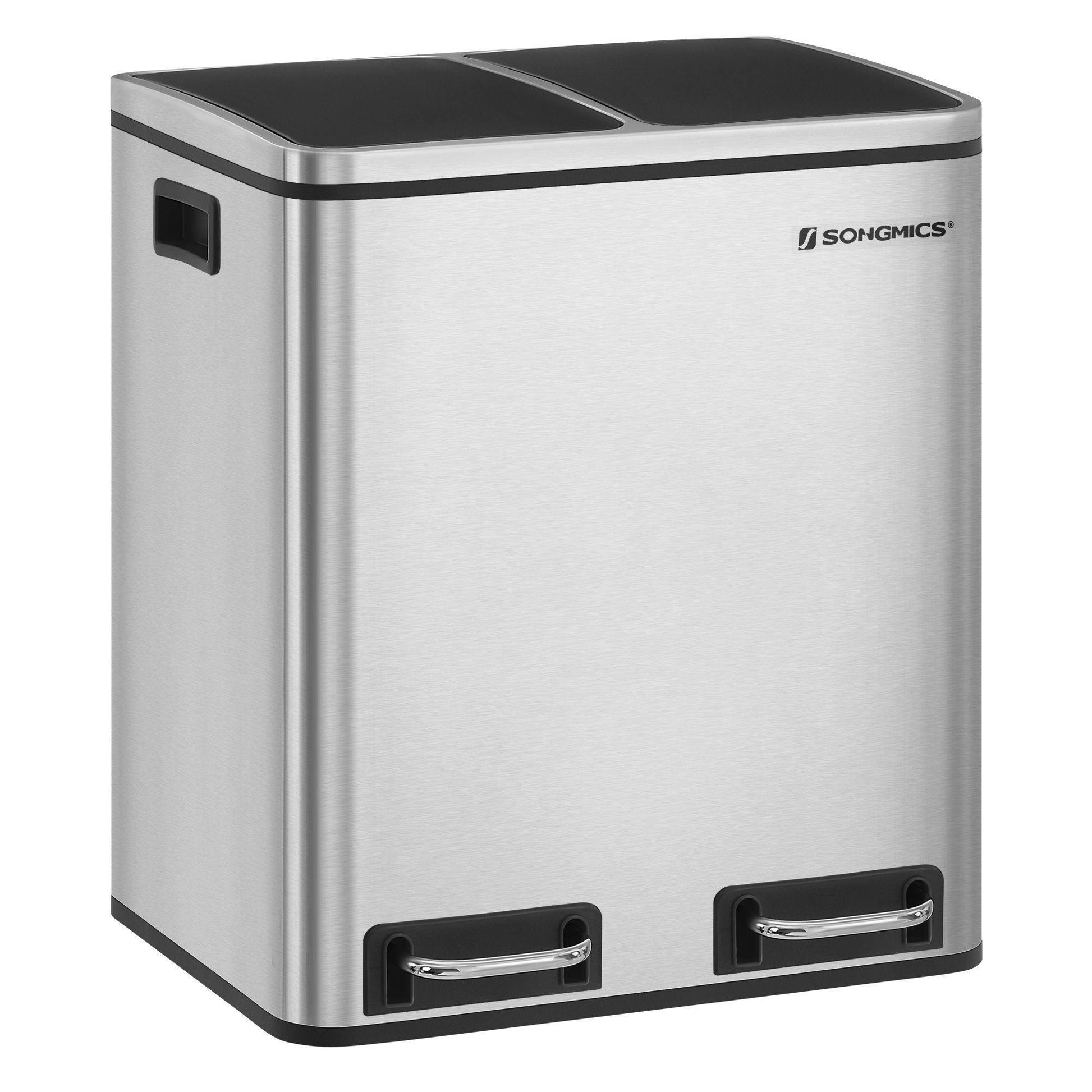 Dual Trash Can Silver, 8 Gallon (30L) FredCo