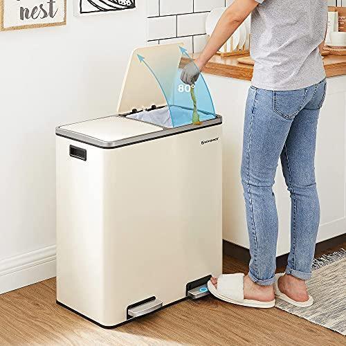 Dual Trash Garbage Can Cloud White FredCo