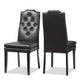 Dylin Modern and Contemporary Black Faux Leather Button-Tufted Nail heads Trim Dining Chair FredCo
