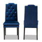 Dylin Modern and Contemporary Navy Blue Velvet Fabric Upholstered Button Tufted Wood Dining Chair Set of 2 FredCo