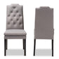 Dylin Modern and ContemporaryGray Fabric Upholstered Button Tufted Wood Dining Chair Set of 2 FredCo