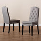Dylin Modern and ContemporaryGray Fabric Upholstered Button Tufted Wood Dining Chair Set of 2 FredCo
