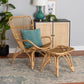 Earvin Modern Bohemian Natural Brown Rattan 2-Piece Armchair and Footstool Set FredCo