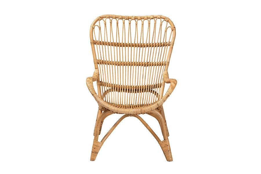 Earvin Modern Bohemian Natural Brown Rattan Armchair FredCo