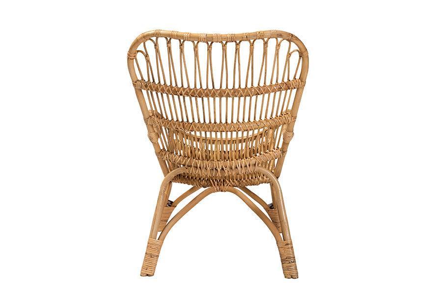 Earvin Modern Bohemian Natural Brown Rattan Armchair FredCo