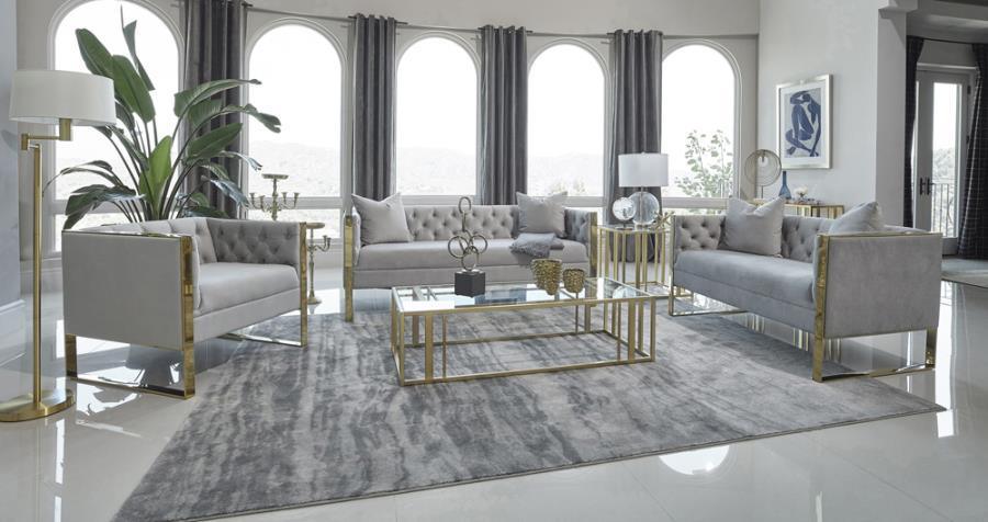 Eastbrook 3-piece Tufted Back Living Room Set Grey 509111-S3 Coaster FredCo