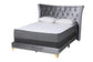 Easton Contemporary Glam and Luxe Grey Velvet and Gold Metal Queen Size Panel Bed FredCo