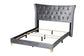Easton Contemporary Glam and Luxe Grey Velvet and Gold Metal Queen Size Panel Bed FredCo