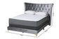 Easton Contemporary Glam and Luxe Grey Velvet and Gold Metal Queen Size Panel Bed FredCo