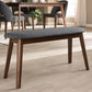 Easton Mid-Century Modern Dark Grey Fabric Upholstered Walnut Finished Wood Bench FredCo