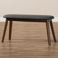 Easton Mid-Century Modern Dark Grey Fabric Upholstered Walnut Finished Wood Bench FredCo