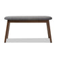 Easton Mid-Century Modern Dark Grey Fabric Upholstered Walnut Finished Wood Bench FredCo