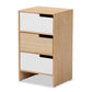 Eben Modern and Contmeporary Two-Tone White and Oak Brown Finished Wood 3-Drawer Storage Cabinet FredCo