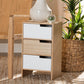 Eben Modern and Contmeporary Two-Tone White and Oak Brown Finished Wood 3-Drawer Storage Cabinet FredCo