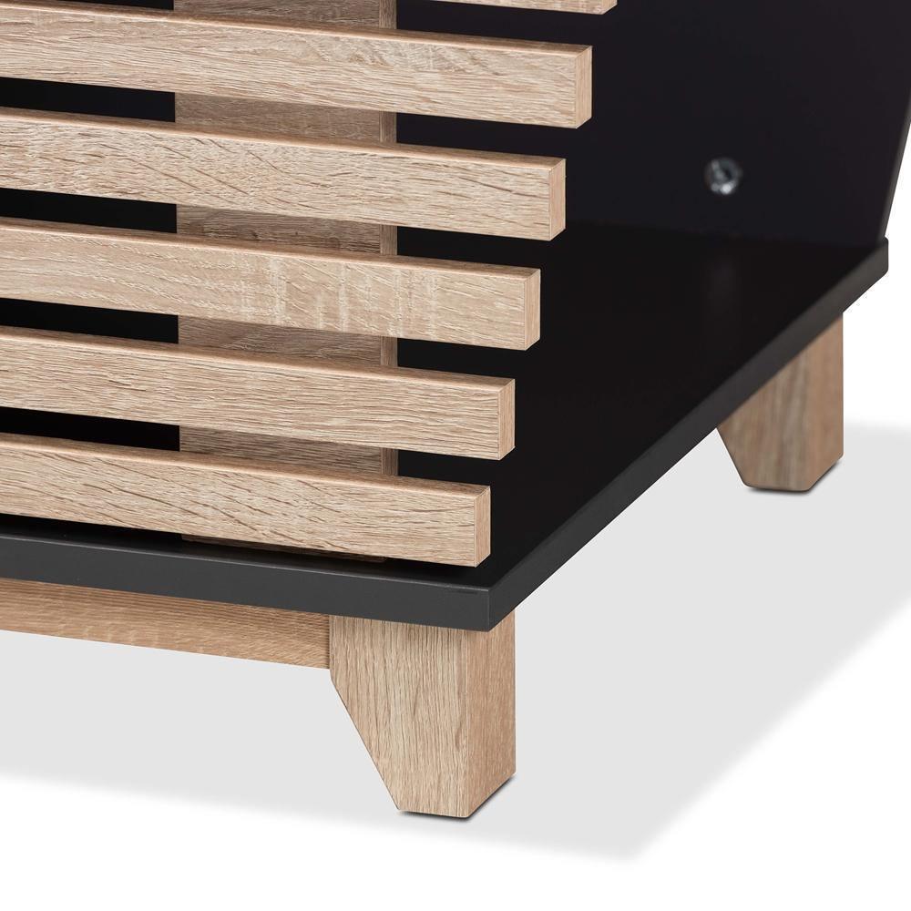 Eckhart Modern and Contemporary Two-Tone Dark Grey and Oak Finished Wood Cat Litter Box Cover House FredCo