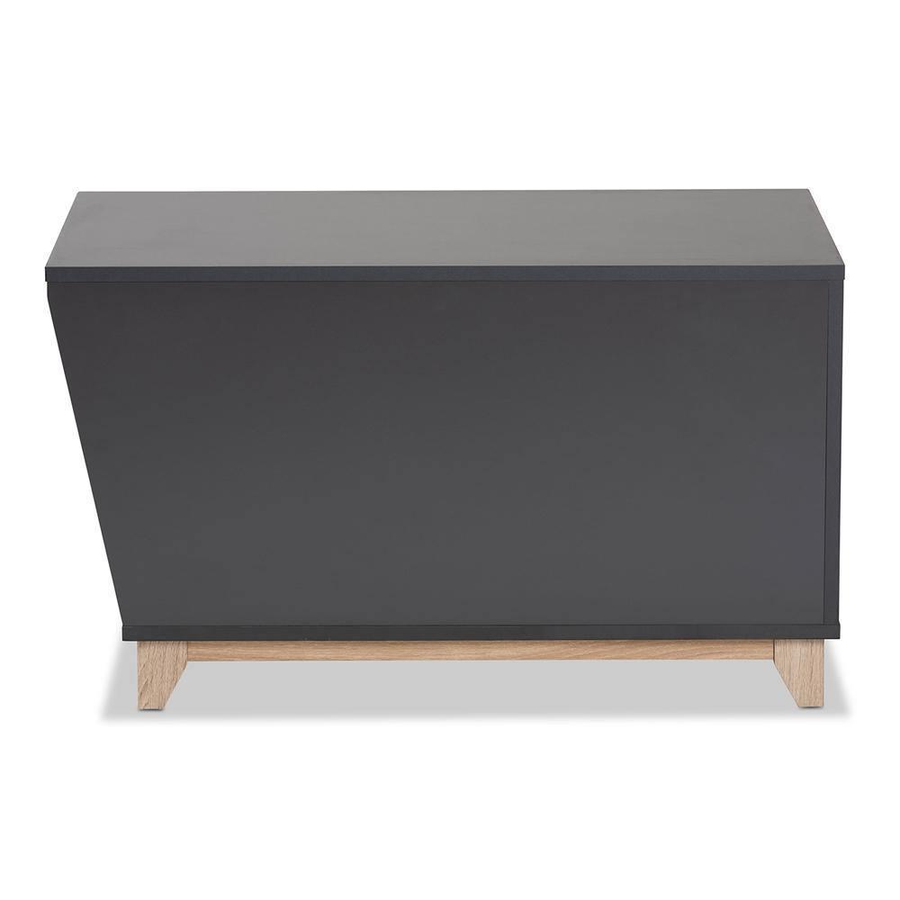 Eckhart Modern and Contemporary Two-Tone Dark Grey and Oak Finished Wood Cat Litter Box Cover House FredCo