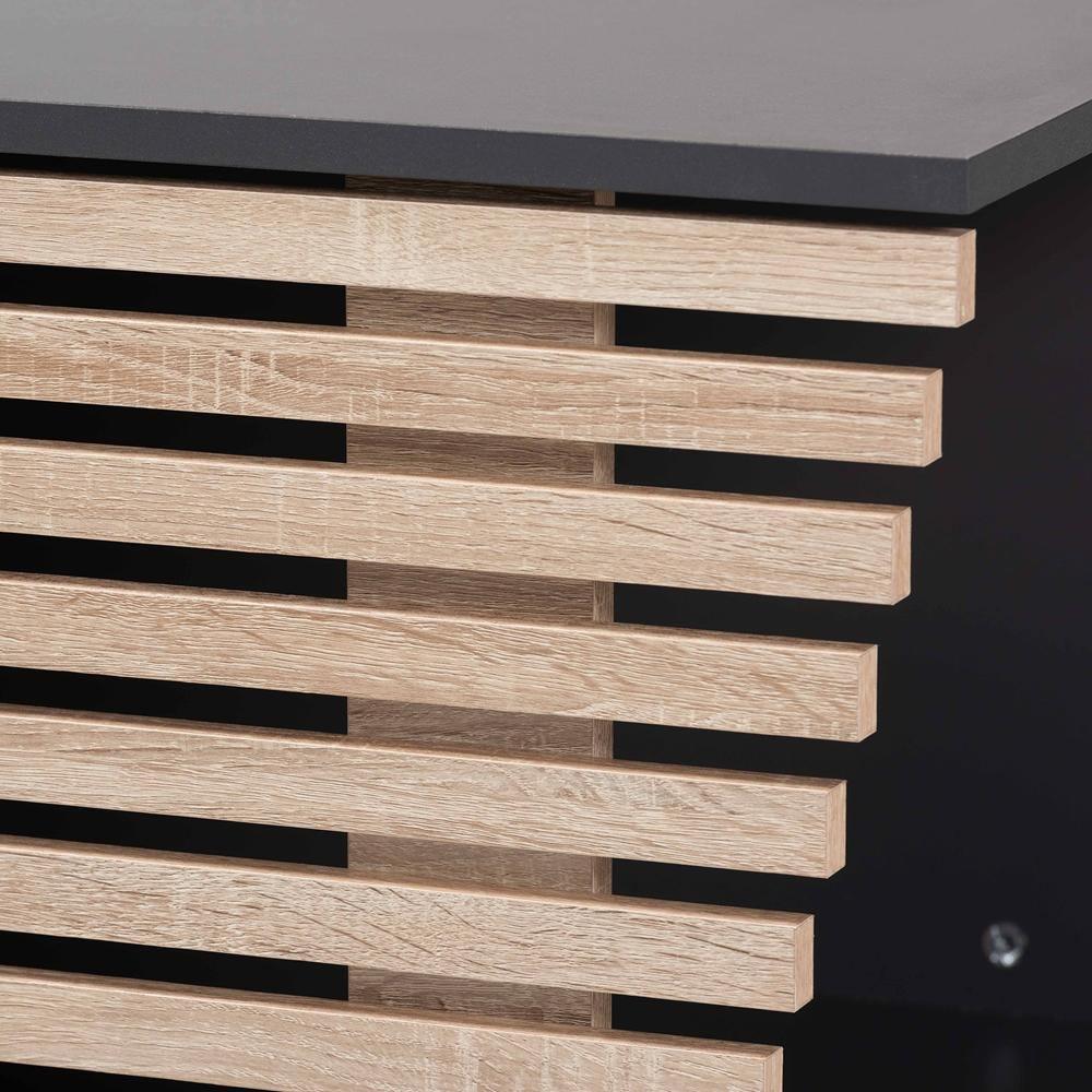 Eckhart Modern and Contemporary Two-Tone Dark Grey and Oak Finished Wood Cat Litter Box Cover House FredCo