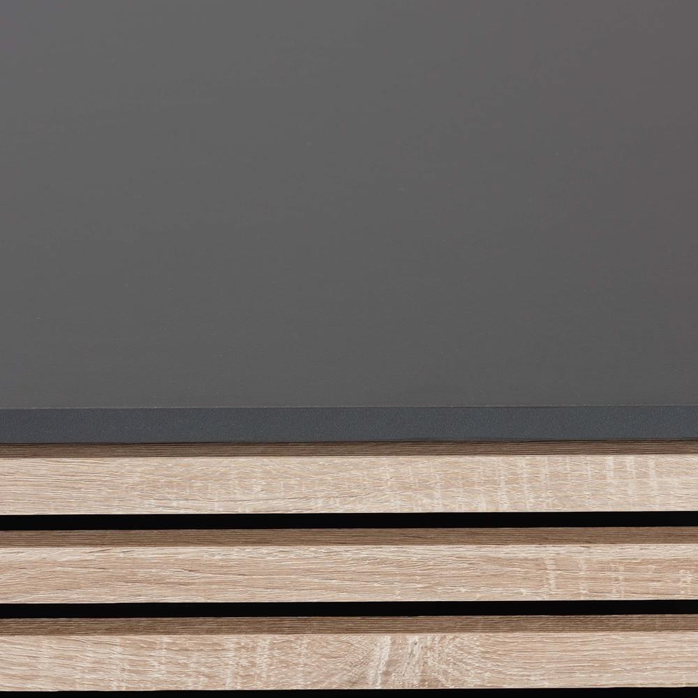 Eckhart Modern and Contemporary Two-Tone Dark Grey and Oak Finished Wood Cat Litter Box Cover House FredCo