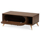 Edel Mid-Century Modern Walnut Brown and Gold Finished Wood Coffee Table FredCo