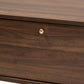 Edel Mid-Century Modern Walnut Brown and Gold Finished Wood Coffee Table FredCo